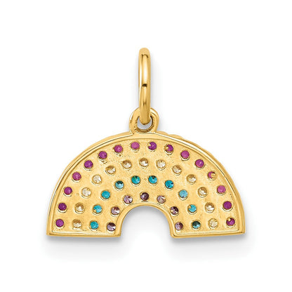 10K Gelbgold 10K Poliert Zirkonia Regenbogen Charm