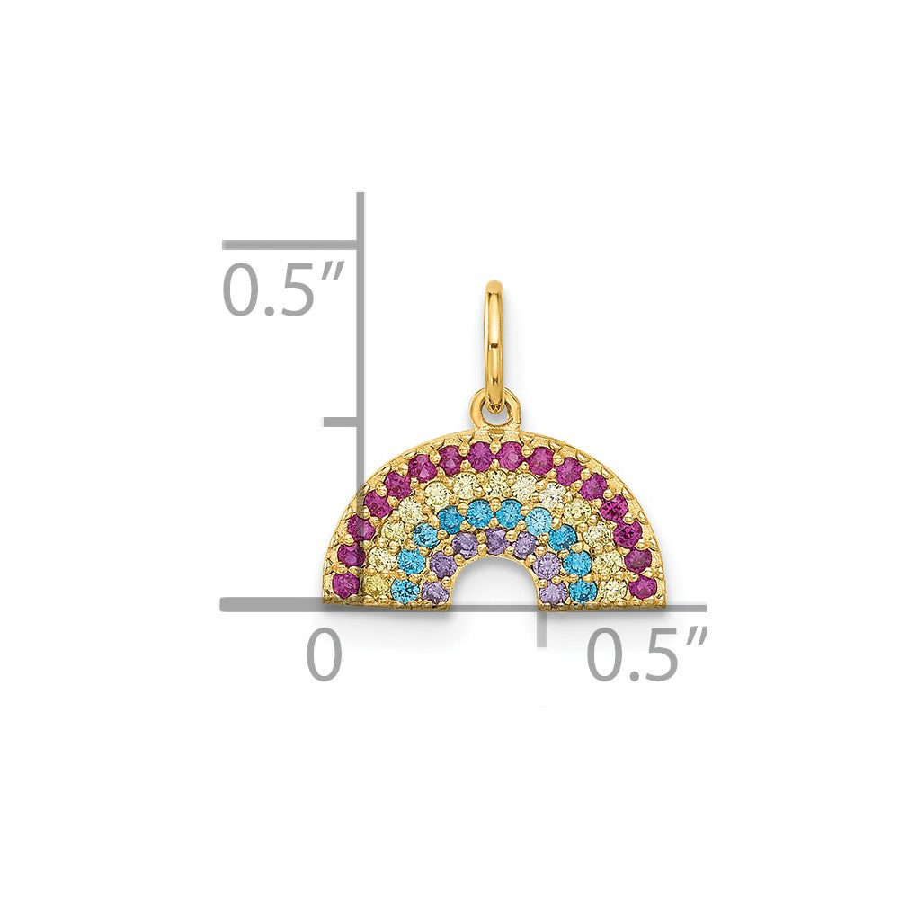 10K Gelbgold 10K Poliert Zirkonia Regenbogen Charm