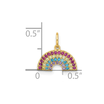 10K Gelbgold 10K Poliert Zirkonia Regenbogen Charm