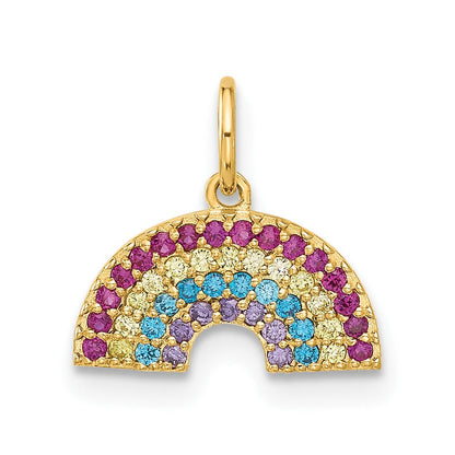 10K Gelbgold 10K Poliert Zirkonia Regenbogen Charm