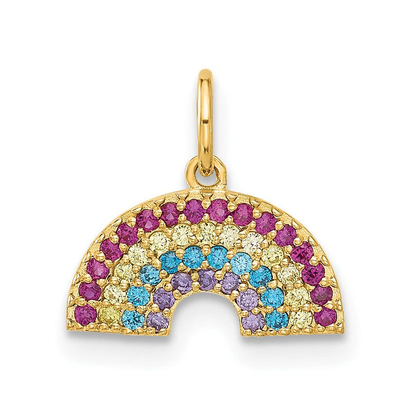10K Gelbgold 10K Poliert Zirkonia Regenbogen Charm