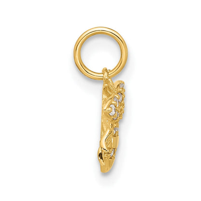 10K Gelbgold 10K Poliert Klar Zirkonia Biene Charm