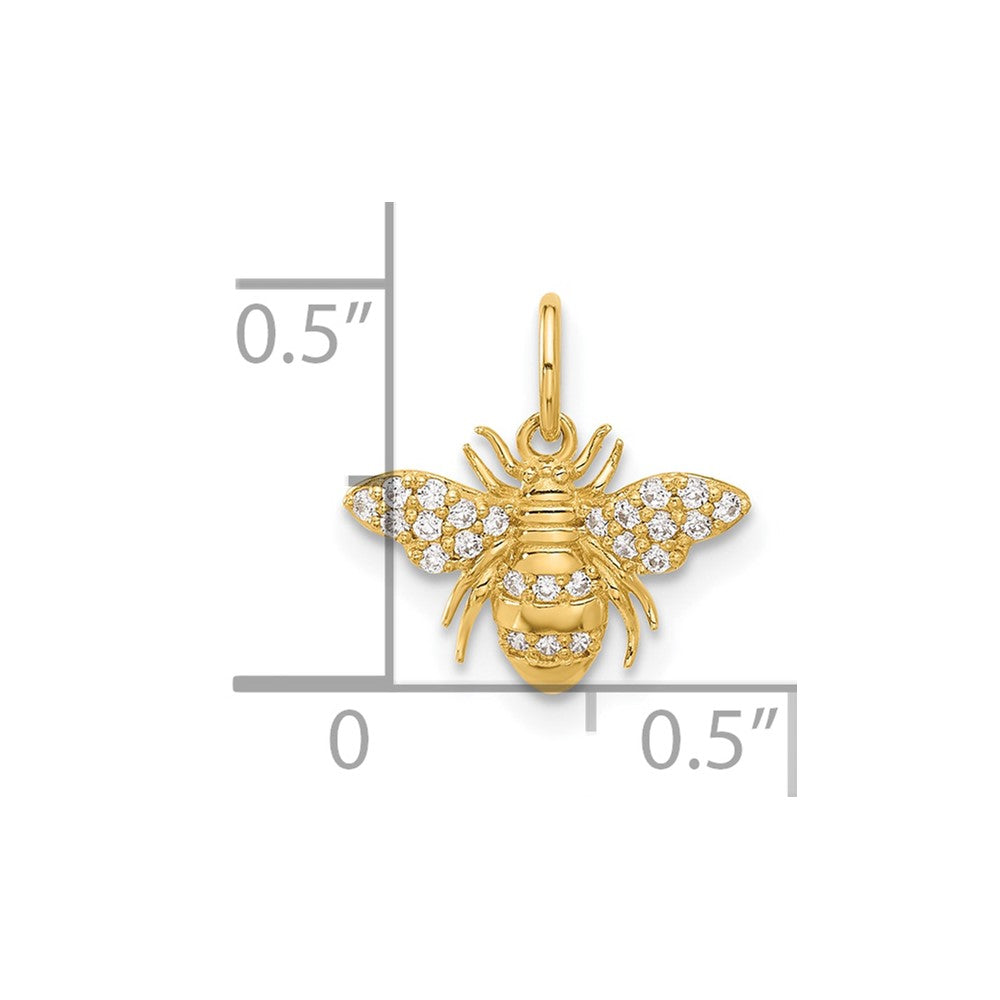 10K Gelbgold 10K Poliert Klar Zirkonia Biene Charm