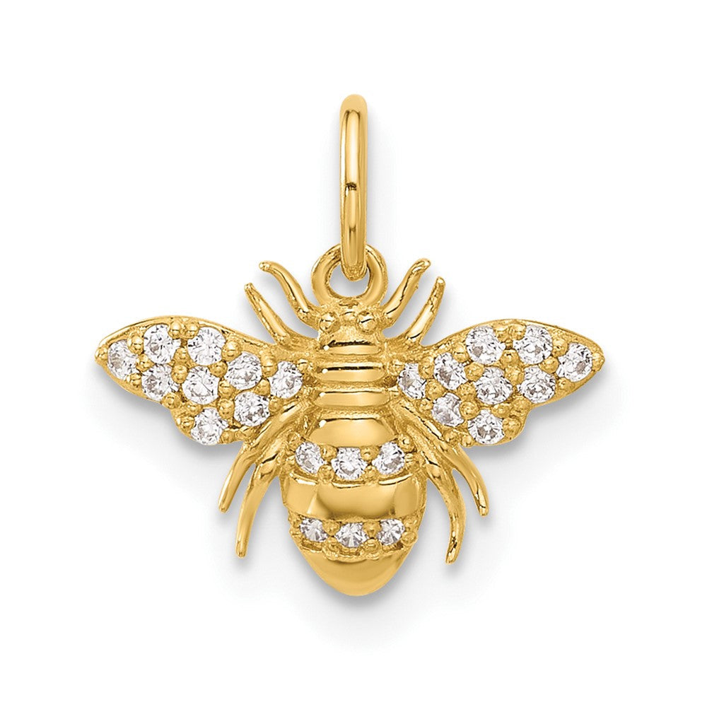 10K Gelbgold 10K Poliert Klar Zirkonia Biene Charm