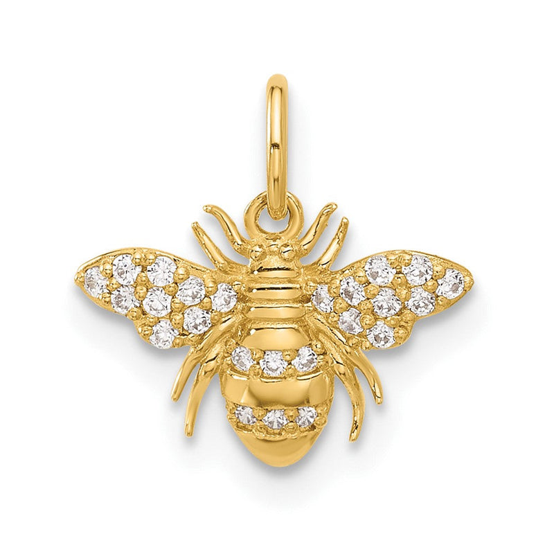 10K Gelbgold 10K Poliert Klar Zirkonia Biene Charm