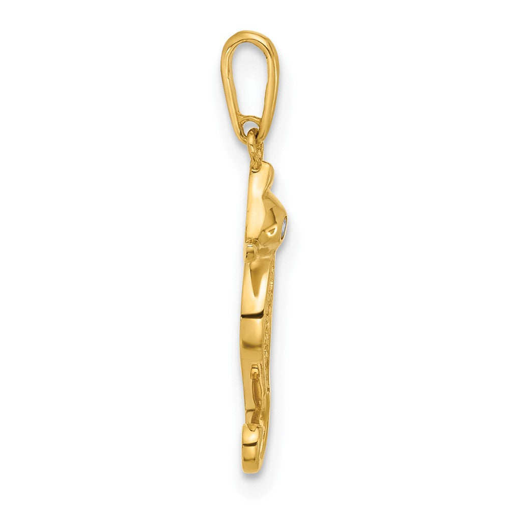 10K Gelbgold 10K Poliert Zirkonia Seepferdchen Charm