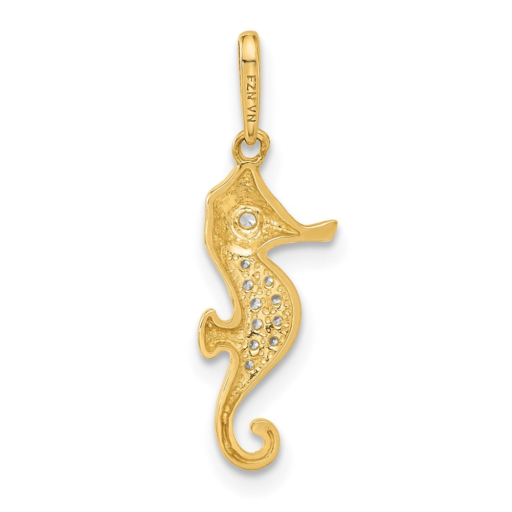 10K Gelbgold 10K Poliert Zirkonia Seepferdchen Charm