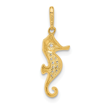 10K Gelbgold 10K Poliert Zirkonia Seepferdchen Charm