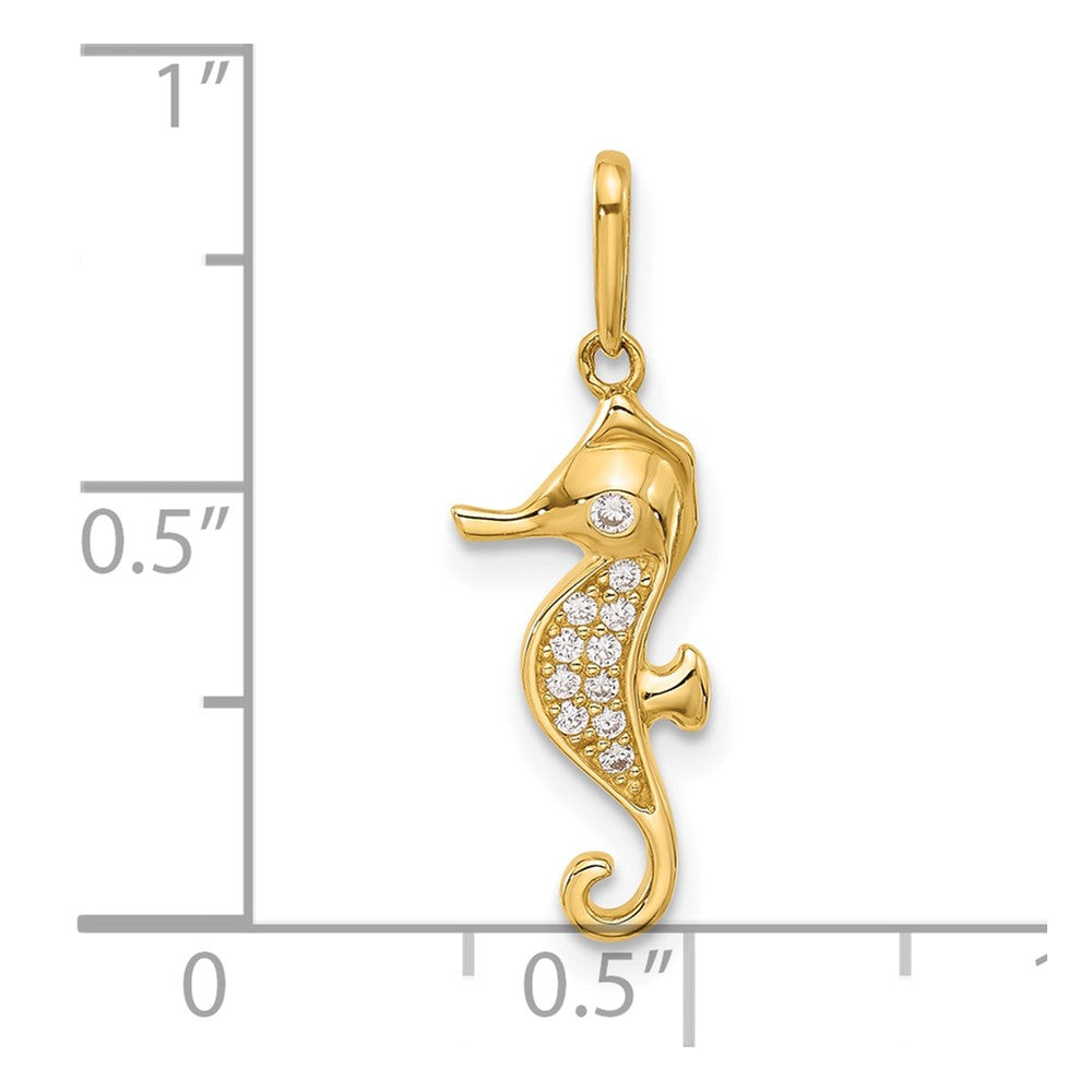 10K Gelbgold 10K Poliert Zirkonia Seepferdchen Charm