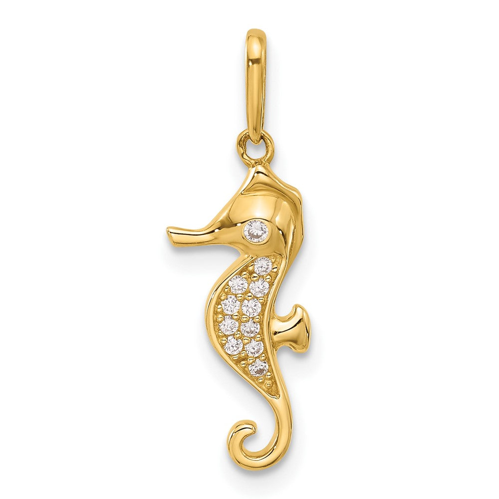 10K Gelbgold 10K Poliert Zirkonia Seepferdchen Charm