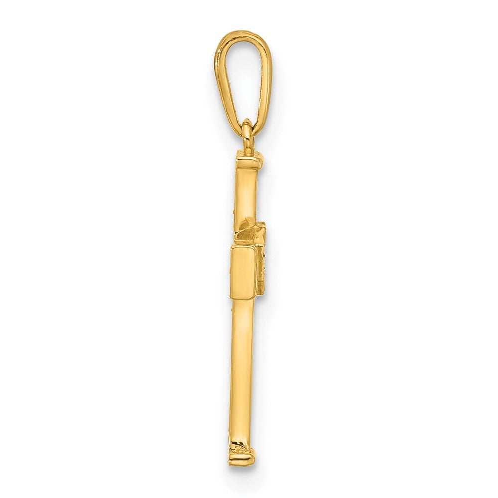 10K Gelbgold 10K Poliert Zirkonia Kreuz Charm