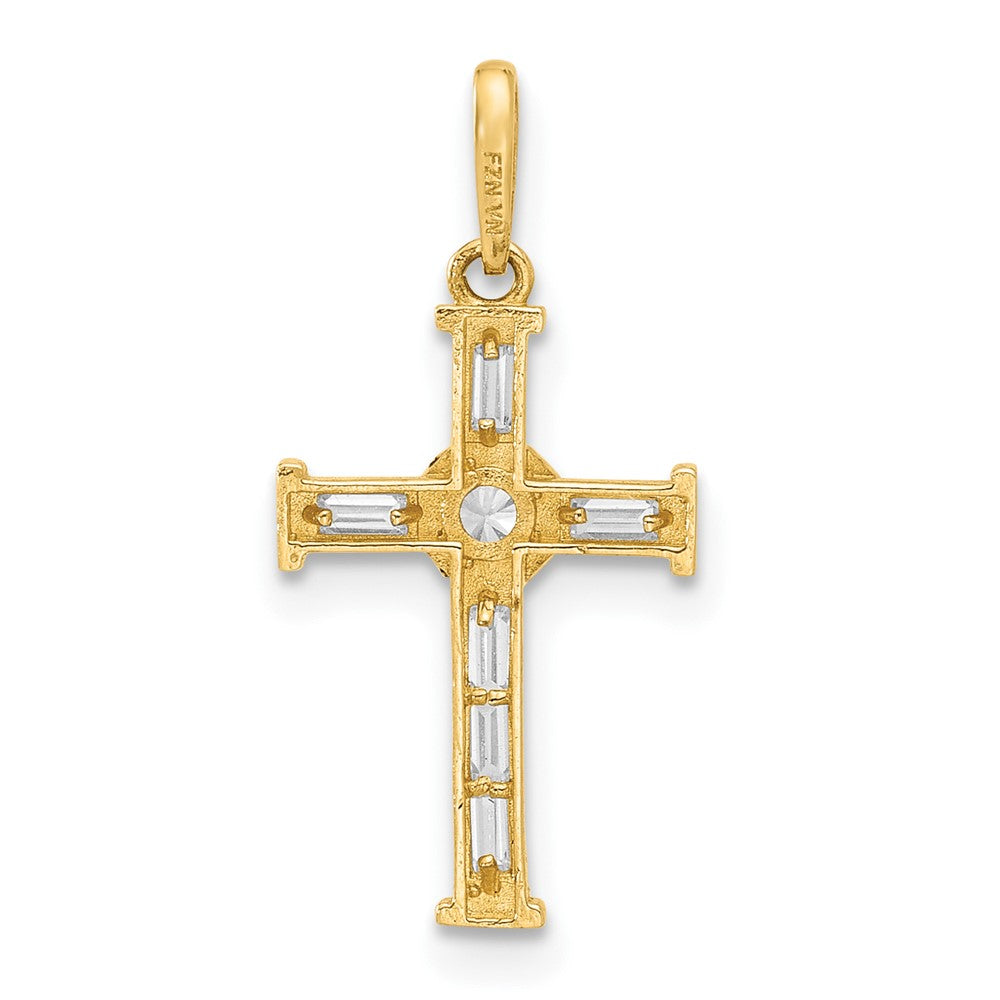 10K Gelbgold 10K Poliert Zirkonia Kreuz Charm