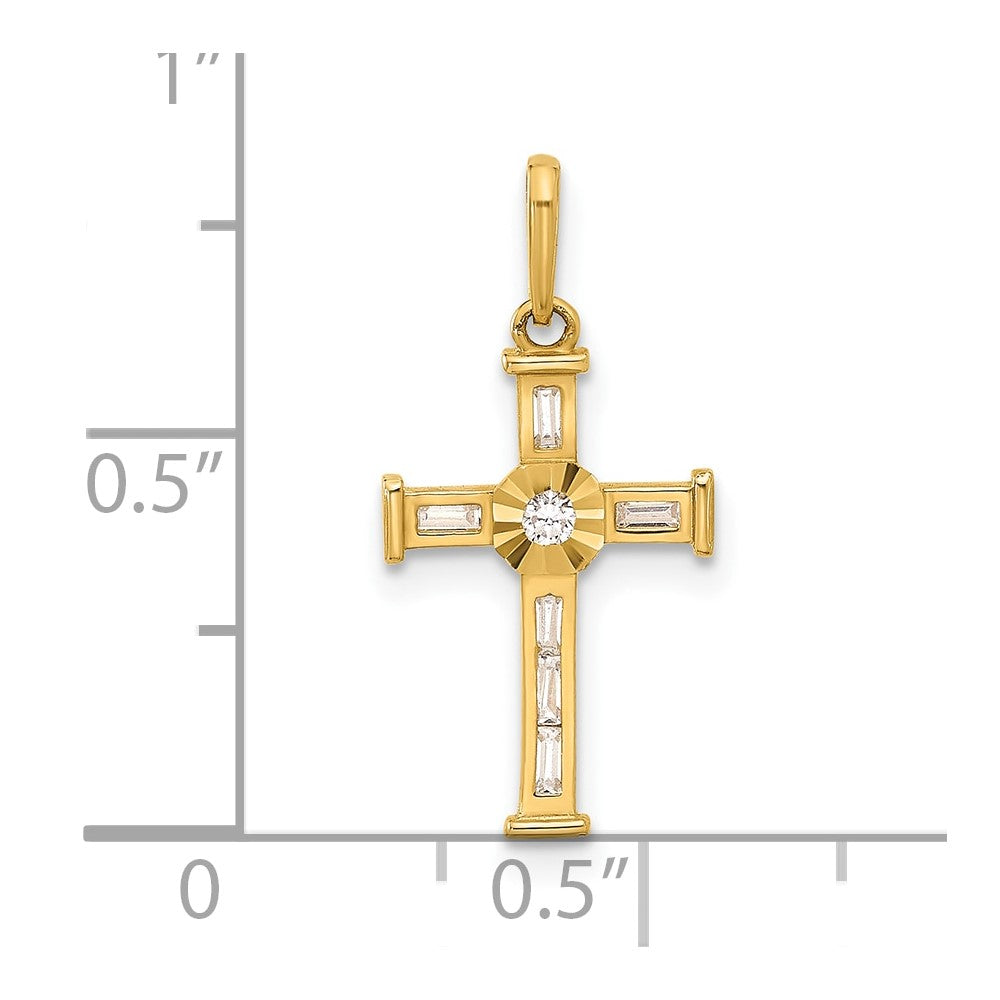 10K Gelbgold 10K Poliert Zirkonia Kreuz Charm