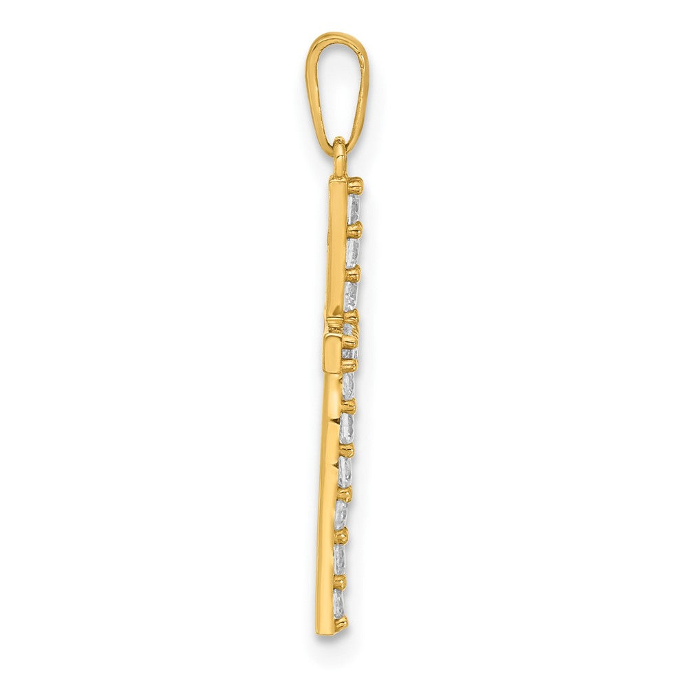 10K Gelbgold 10K Poliert Zirkonia Lateinisch Kreuz Charm