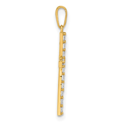 10K Gelbgold 10K Poliert Zirkonia Lateinisch Kreuz Charm