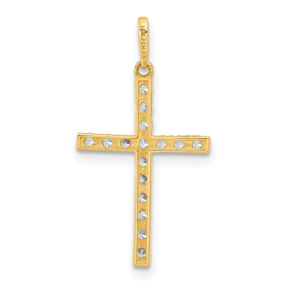 10K Gelbgold 10K Poliert Zirkonia Lateinisch Kreuz Charm
