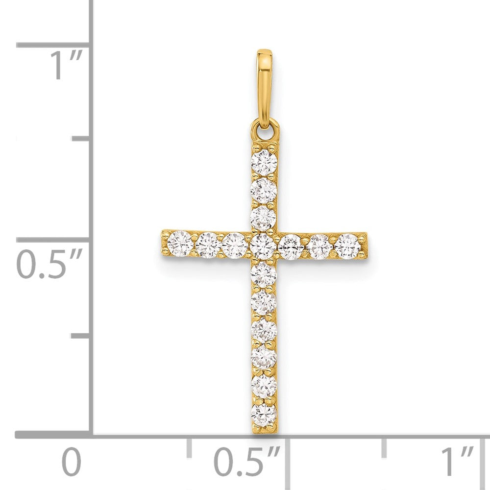 10K Gelbgold 10K Poliert Zirkonia Lateinisch Kreuz Charm