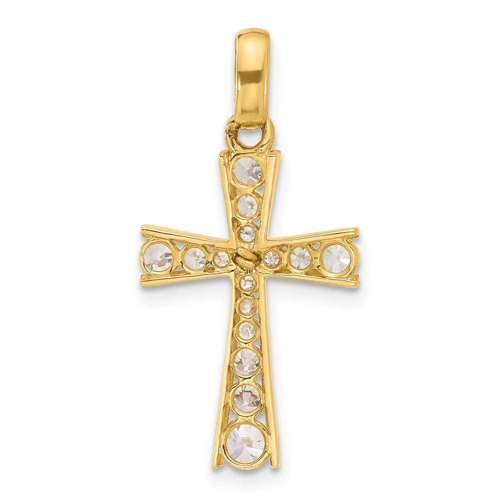 10K Gelbgold 10K Poliert Zirkonia Lateinisch Kreuz Anhänger