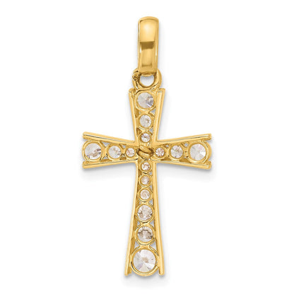 10K Gelbgold 10K Poliert Zirkonia Lateinisch Kreuz Anhänger