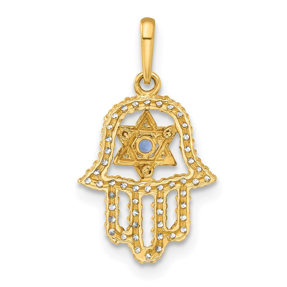 10K Gelbgold 10K Poliert Zirkonia Böse Auge Hamsa Charm