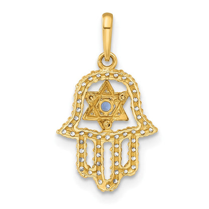 10K Gelbgold 10K Poliert Zirkonia Böse Auge Hamsa Charm