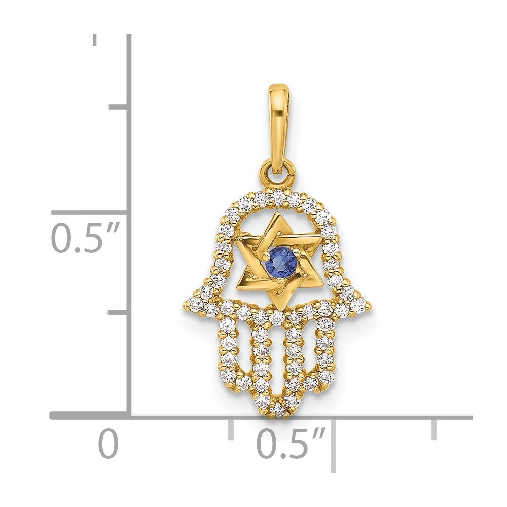 10K Gelbgold 10K Poliert Zirkonia Böse Auge Hamsa Charm