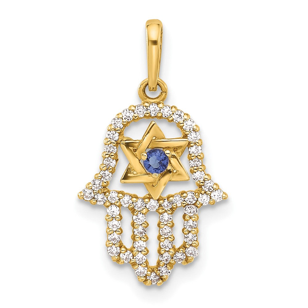10K Gelbgold 10K Poliert Zirkonia Böse Auge Hamsa Charm