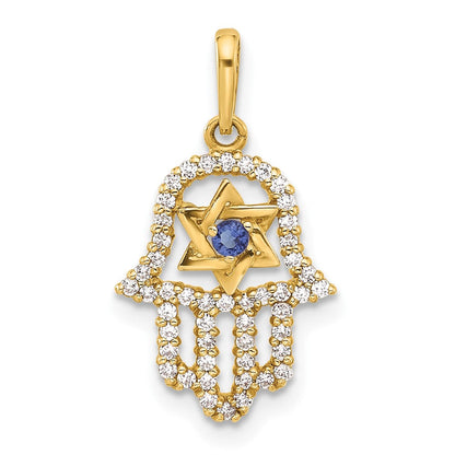 10K Gelbgold 10K Poliert Zirkonia Böse Auge Hamsa Charm