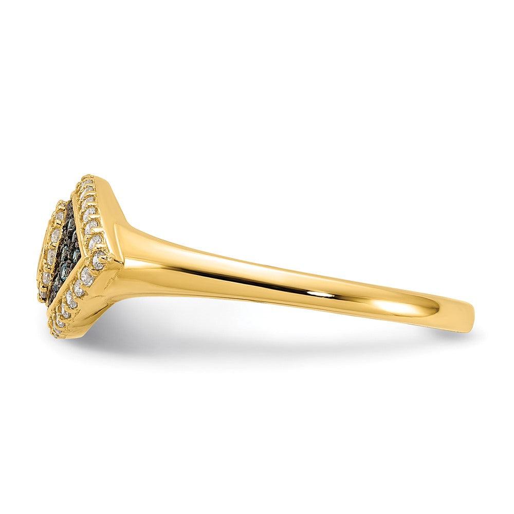 10K Gelbgold 10K Poliert Blau und Weiß Zirkonia Böse Auge Ring