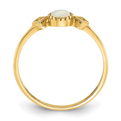 10K Gelbgold 10K Poliert Zirkonia und Erzeugt Opal Ring