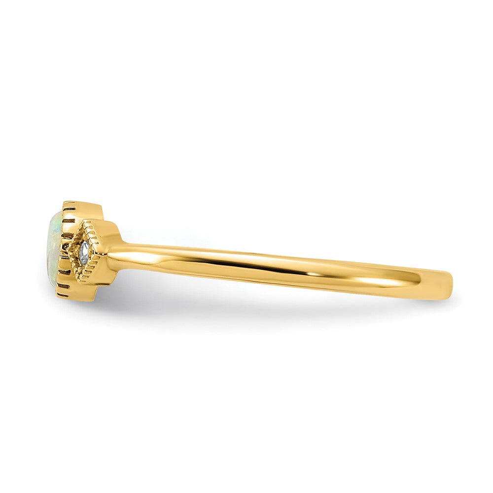 10K Gelbgold 10K Poliert Zirkonia und Erzeugt Opal Ring