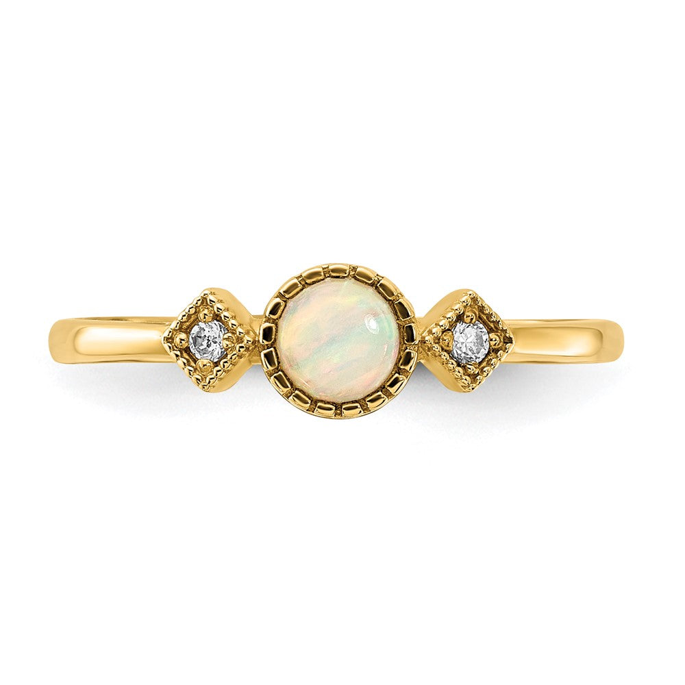10K Gelbgold 10K Poliert Zirkonia und Erzeugt Opal Ring