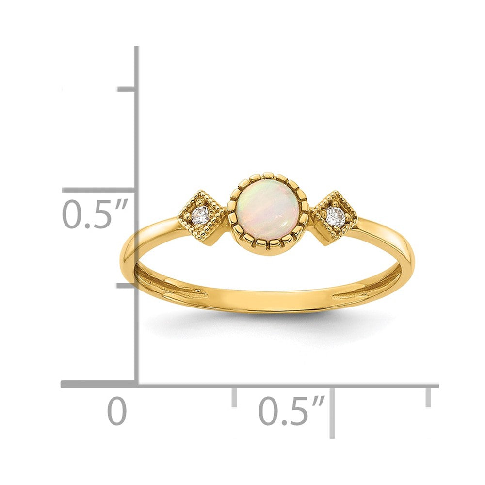 10K Gelbgold 10K Poliert Zirkonia und Erzeugt Opal Ring