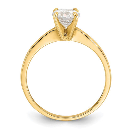 10K Gelbgold 10K Poliert Rund Zirkonia Solitär Ring