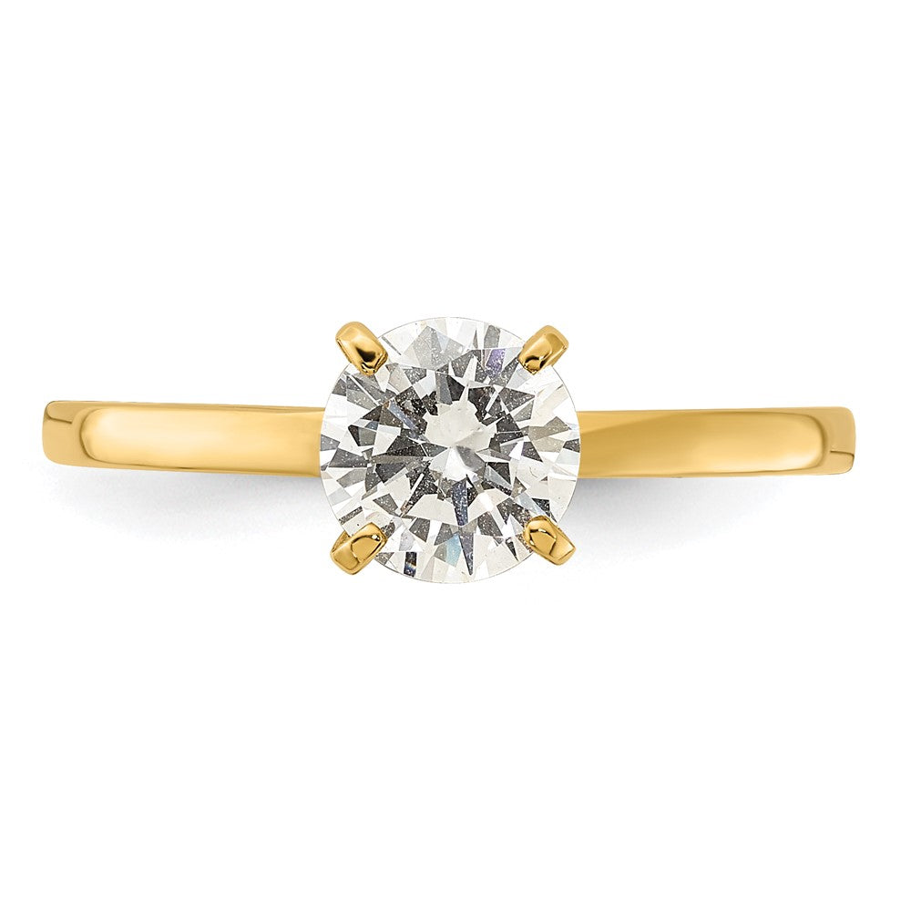 10K Gelbgold 10K Poliert Rund Zirkonia Solitär Ring