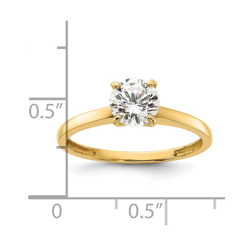 10K Gelbgold 10K Poliert Rund Zirkonia Solitär Ring
