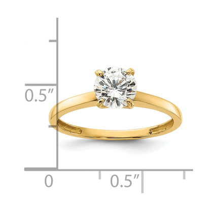 10K Gelbgold 10K Poliert Rund Zirkonia Solitär Ring
