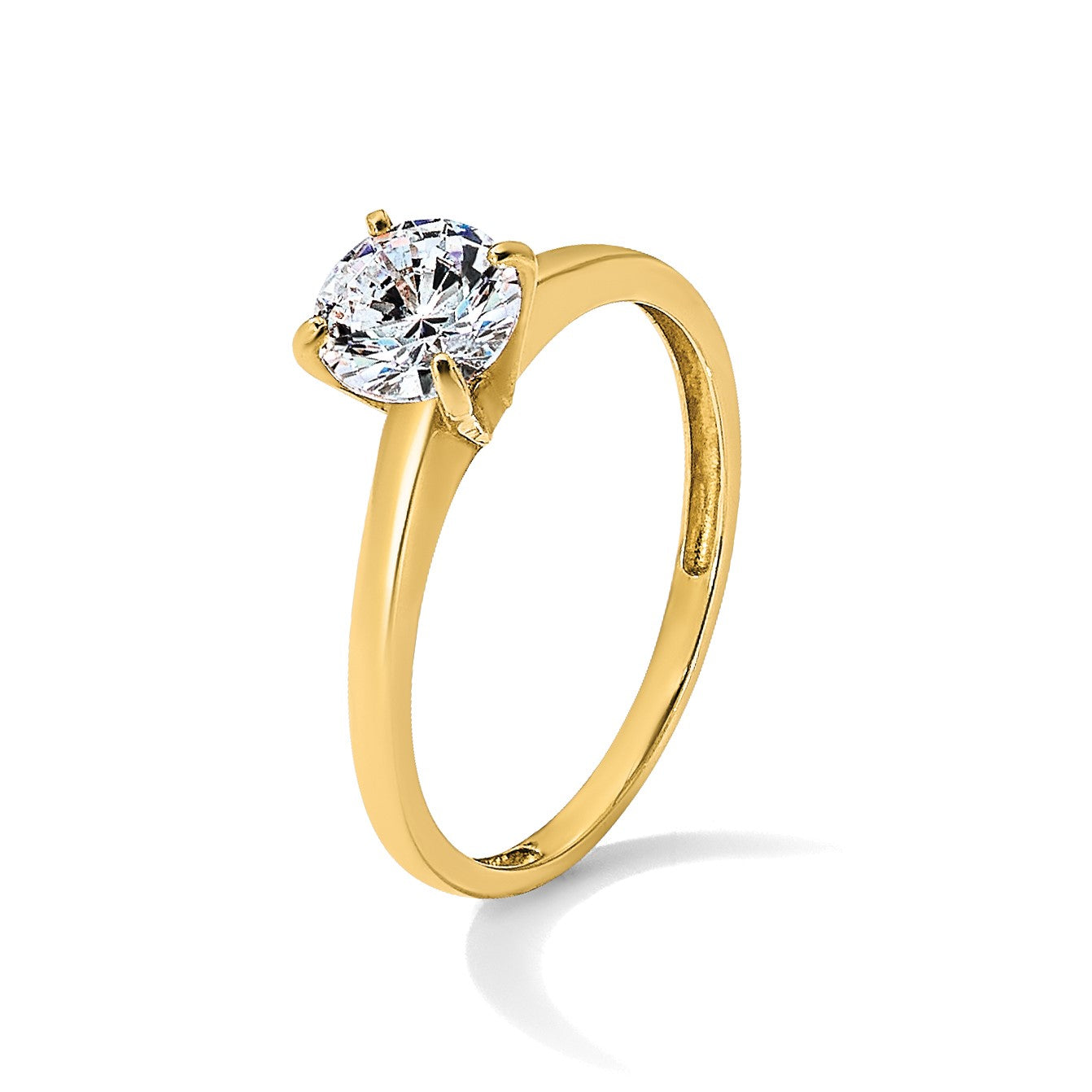 10K Gelbgold 10K Poliert Rund Zirkonia Solitär Ring