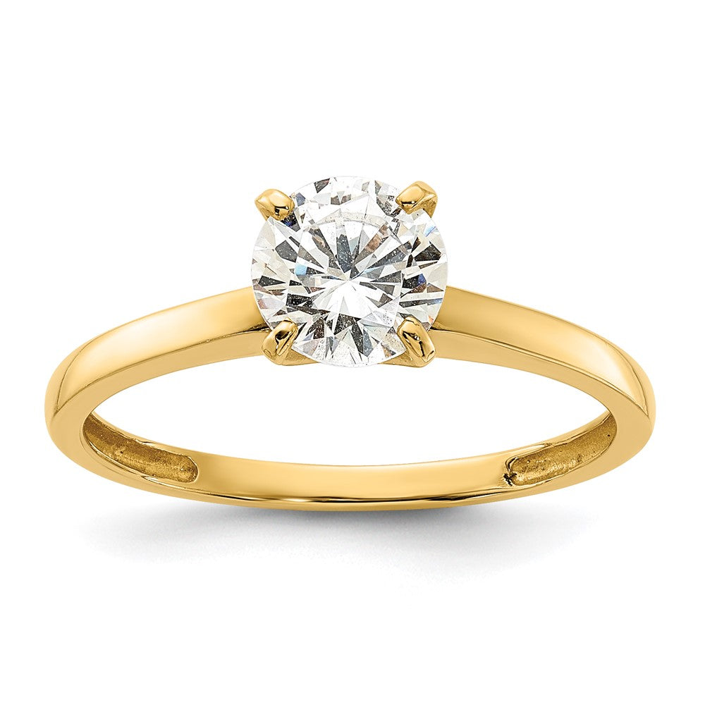 10K Gelbgold 10K Poliert Rund Zirkonia Solitär Ring