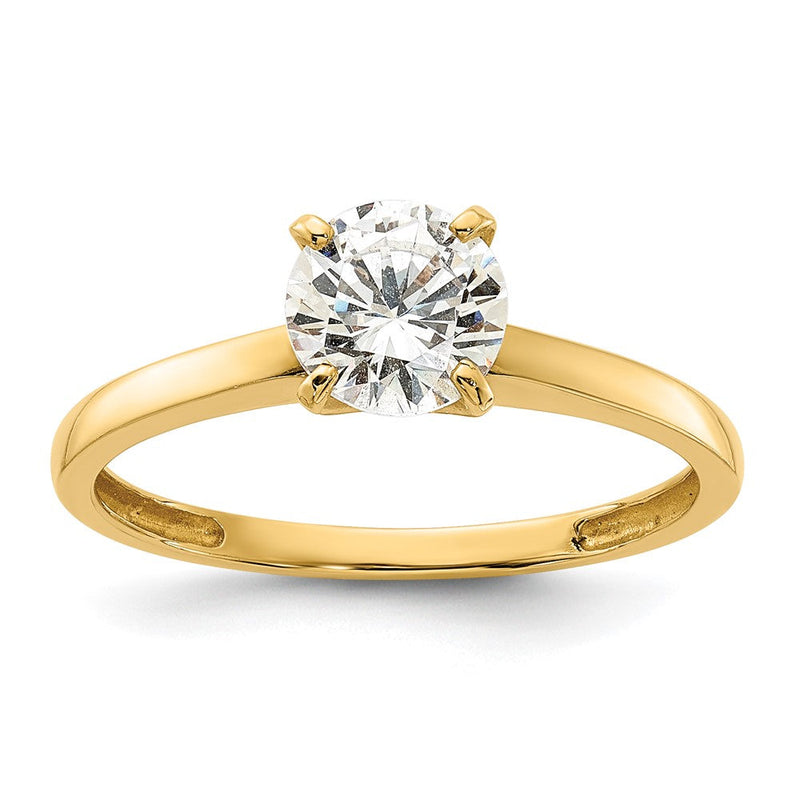 10K Gelbgold 10K Poliert Rund Zirkonia Solitär Ring