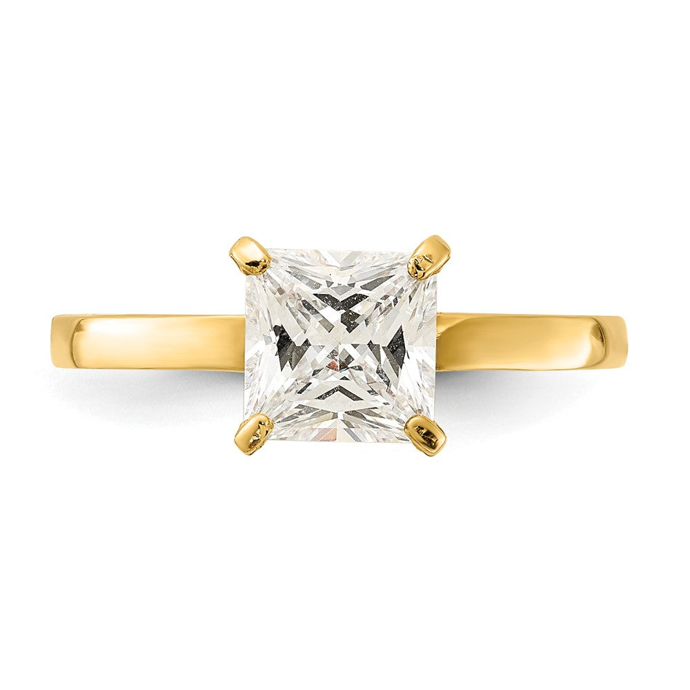 10K Gelbgold 10K Poliert Quadratisch Zirkonia Solitär Ring