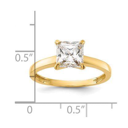 10K Gelbgold 10K Poliert Quadratisch Zirkonia Solitär Ring