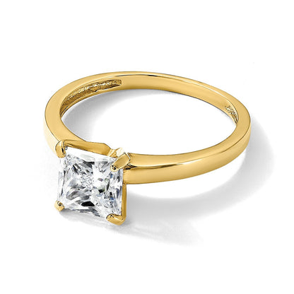 10K Gelbgold 10K Poliert Quadratisch Zirkonia Solitär Ring