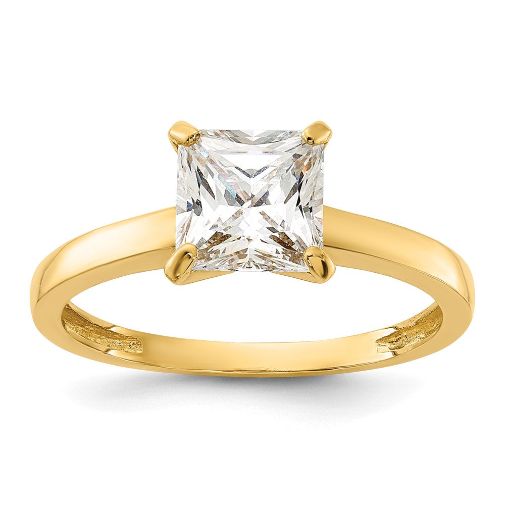 10K Gelbgold 10K Poliert Quadratisch Zirkonia Solitär Ring