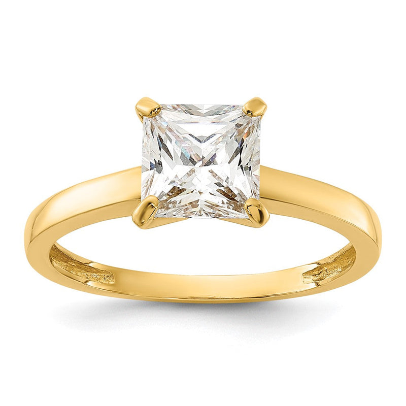 10K Gelbgold 10K Poliert Quadratisch Zirkonia Solitär Ring