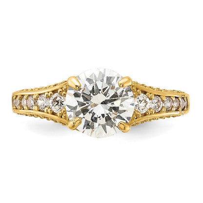 10K Gelbgold 10K Poliert Zirkonia Mittig und Seite Steine Ring