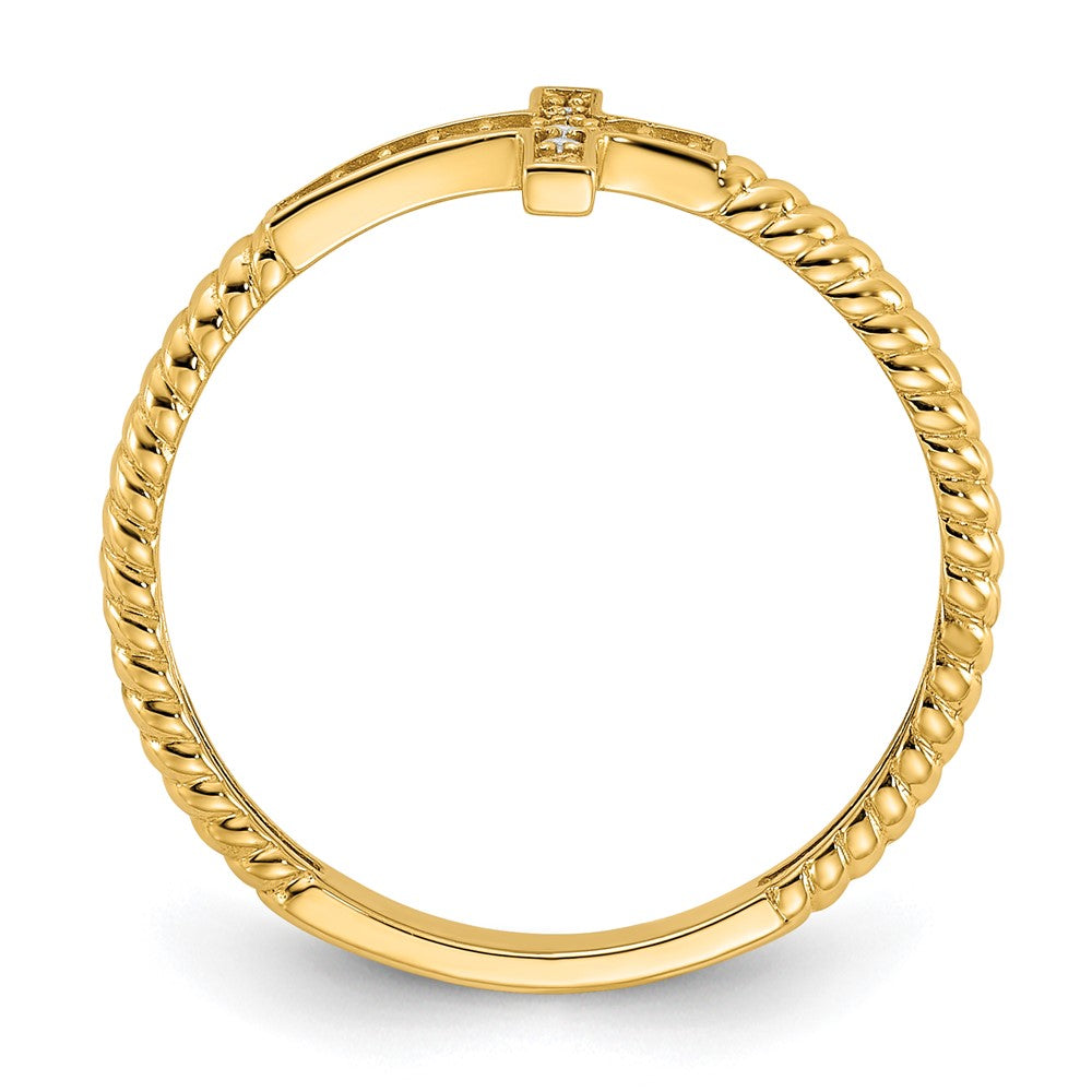10K Gelbgold 10K Poliert Zirkonia Kreuz Ring