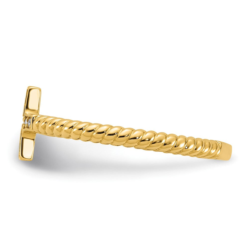 10K Gelbgold 10K Poliert Zirkonia Kreuz Ring