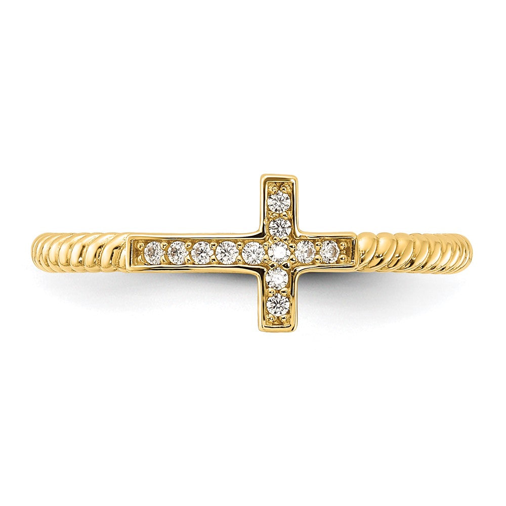 10K Gelbgold 10K Poliert Zirkonia Kreuz Ring