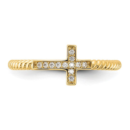 10K Gelbgold 10K Poliert Zirkonia Kreuz Ring